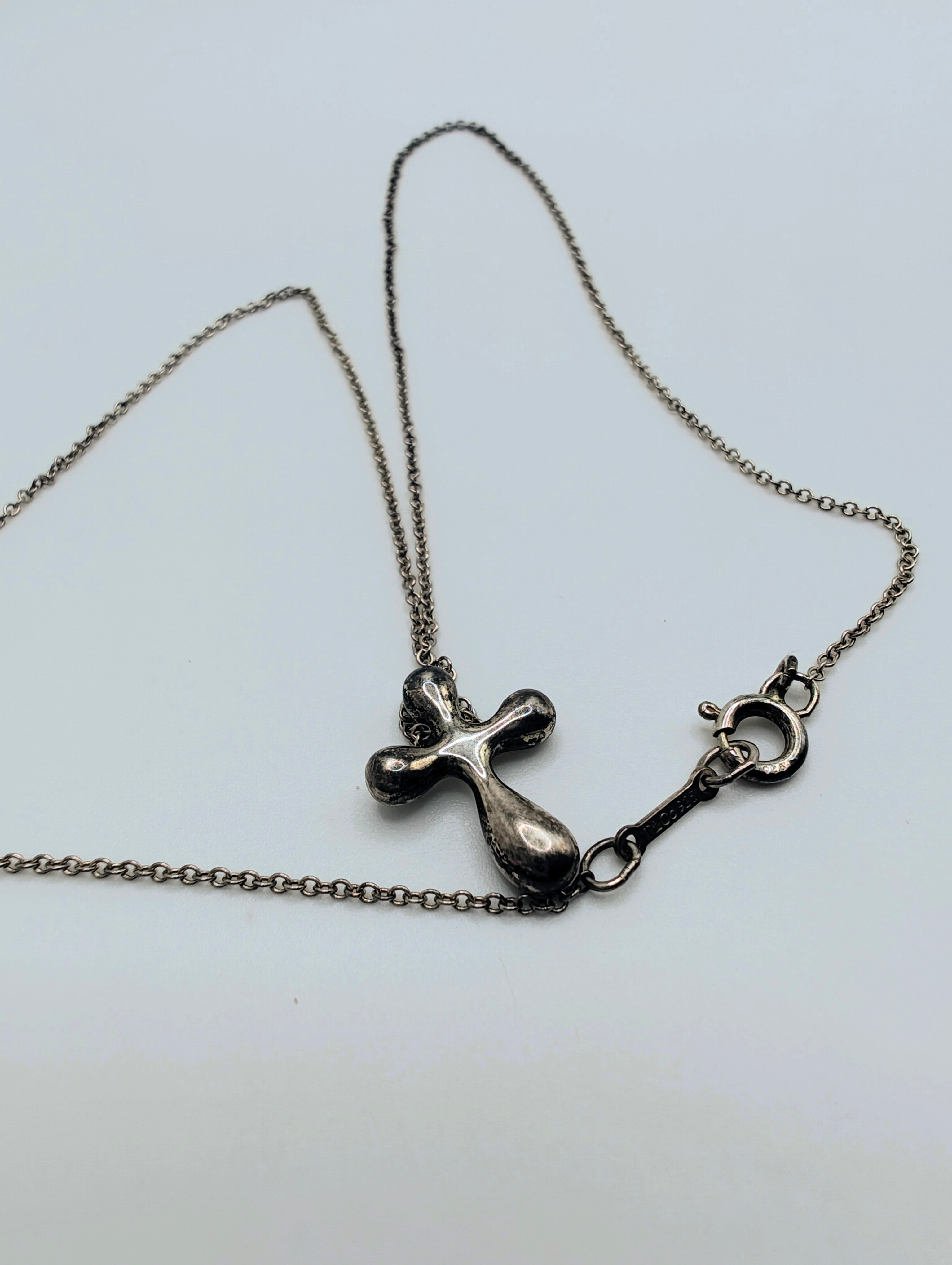 Tiffany & Co. Elsa Peretti Sterling Silver Teardrop Cross Necklace
