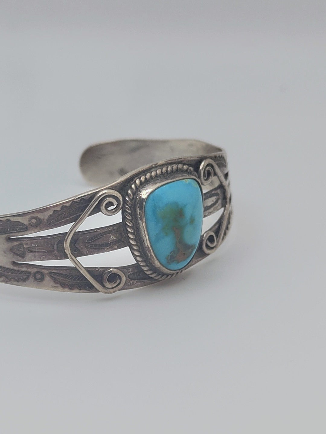 River Map Turquoise Cuff — Vintage Sterling, 18.91g