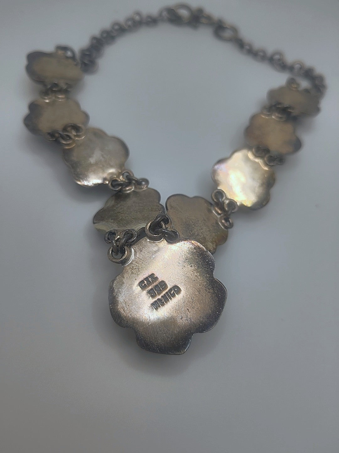 Starbloom Hibiscus Necklace — Vintage CII Mexico Sterling, 77.03g