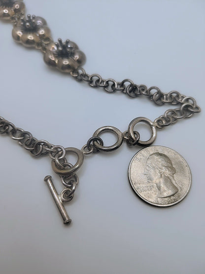 Starbloom Hibiscus Necklace — Vintage CII Mexico Sterling, 77.03g