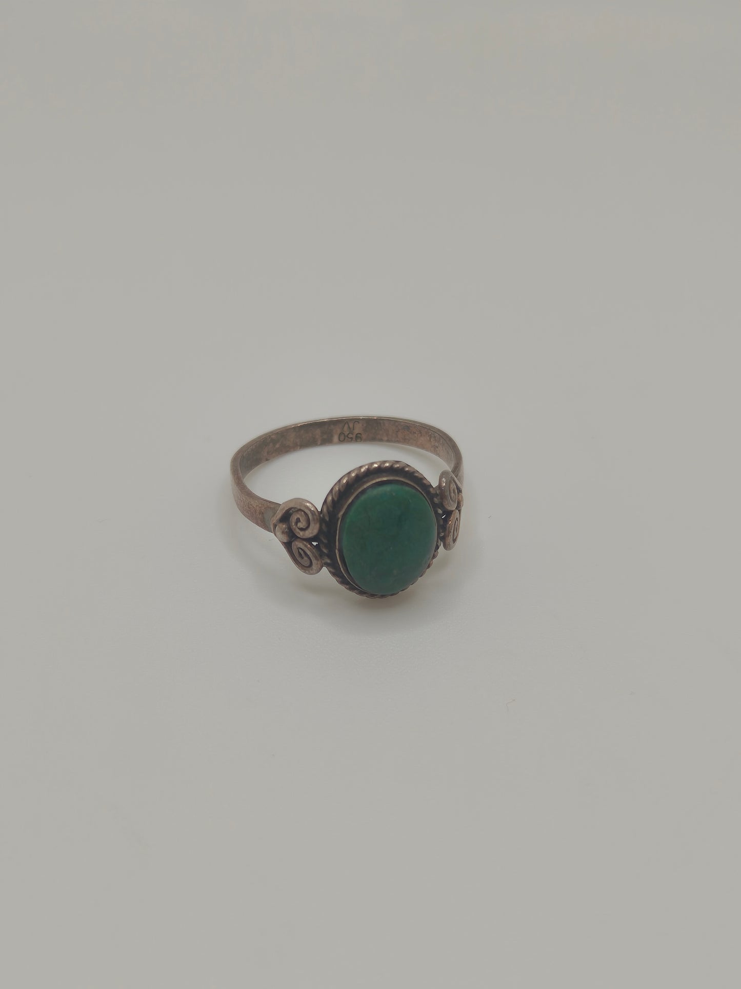 Greenwarden Ring — Vintage .950 Silver & Malachite, Size 8 (2.67g)