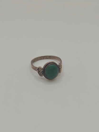 Greenwarden Ring — Vintage .950 Silver & Malachite, Size 8 (2.67g)