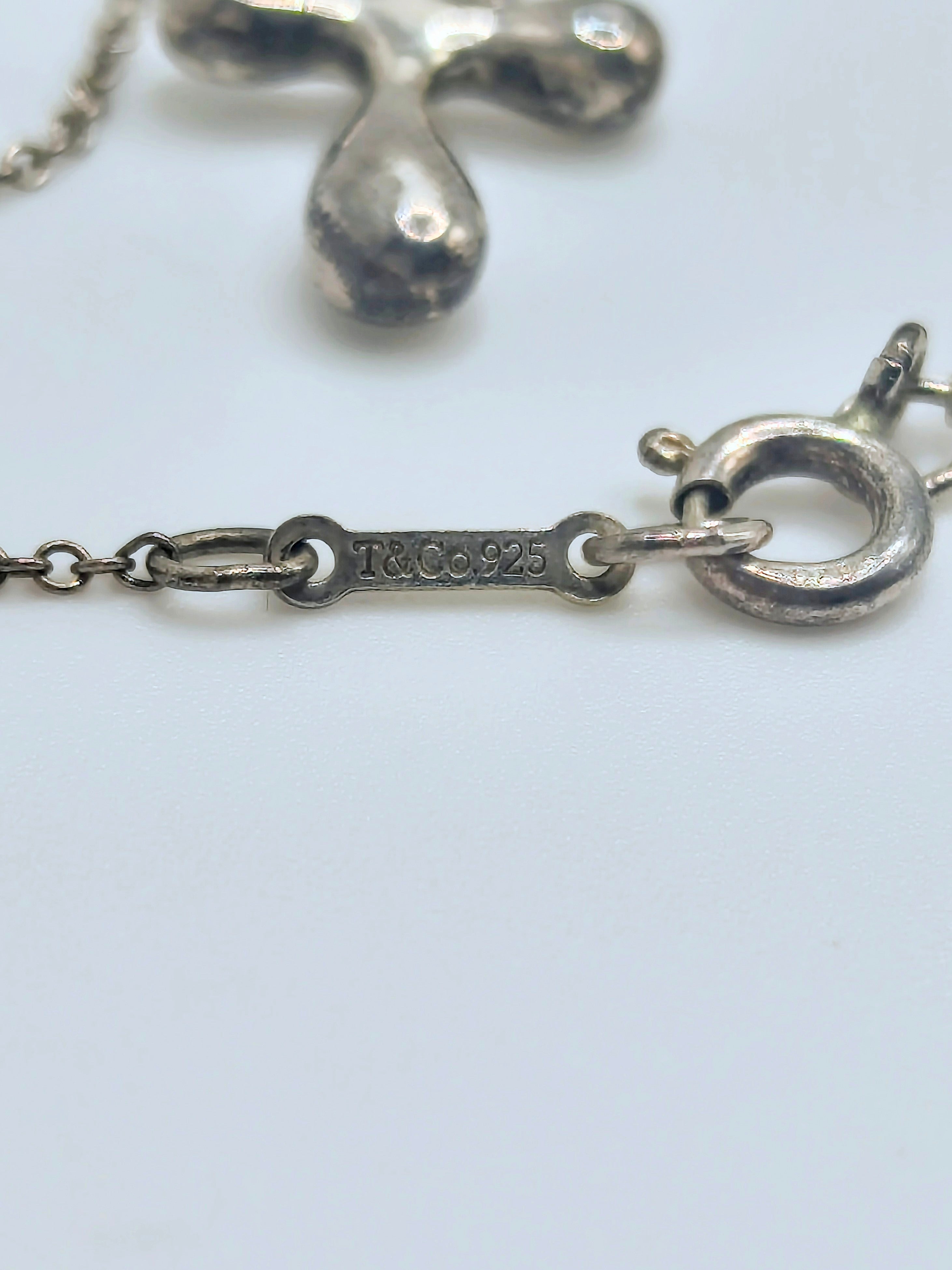 Tiffany & Co. Elsa Peretti Sterling Silver Teardrop Cross Necklace