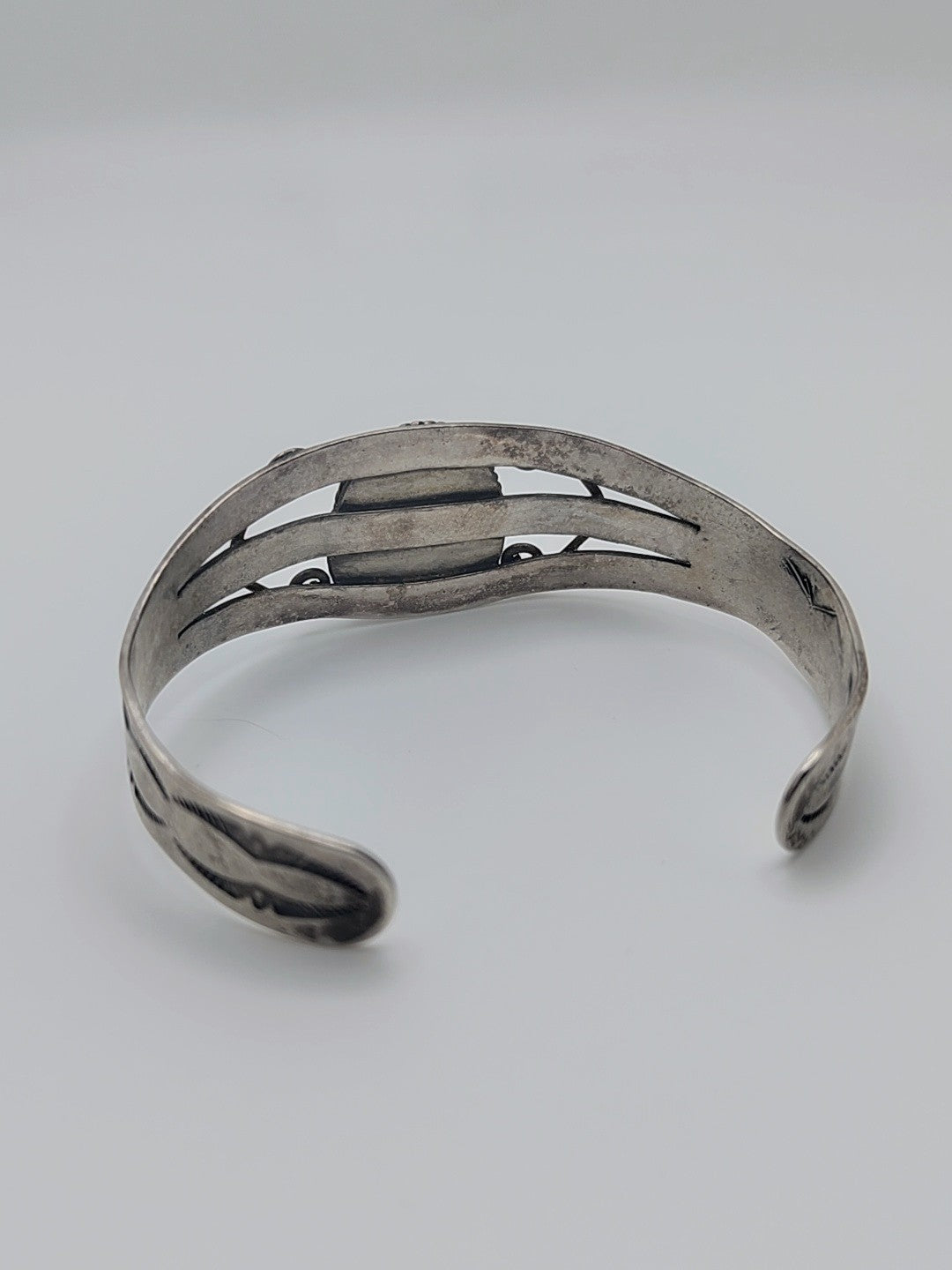 River Map Turquoise Cuff — Vintage Sterling, 18.91g