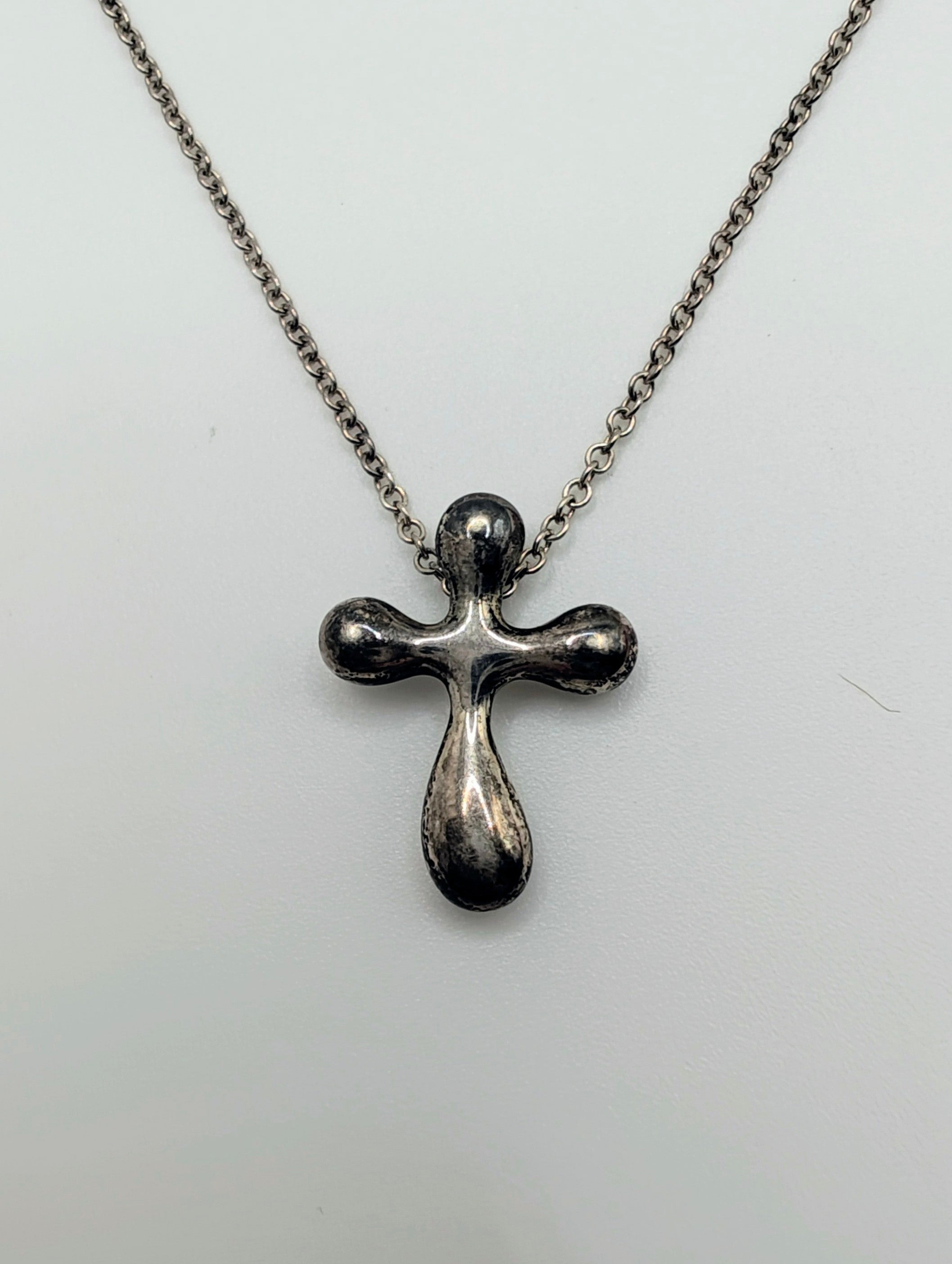 Tiffany & Co. Elsa Peretti Sterling Silver Teardrop Cross Necklace