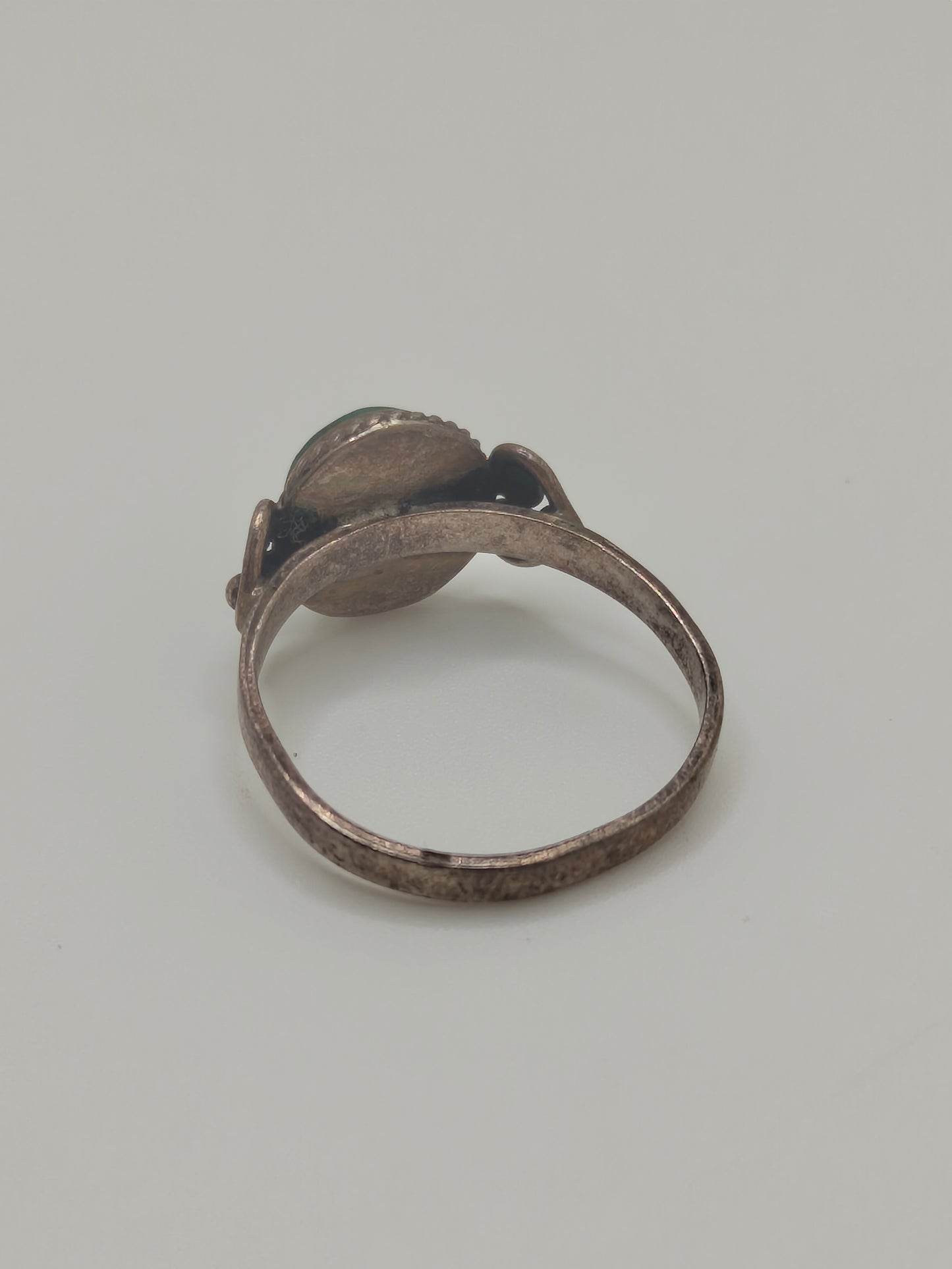 Greenwarden Ring — Vintage .950 Silver & Malachite, Size 8 (2.67g)